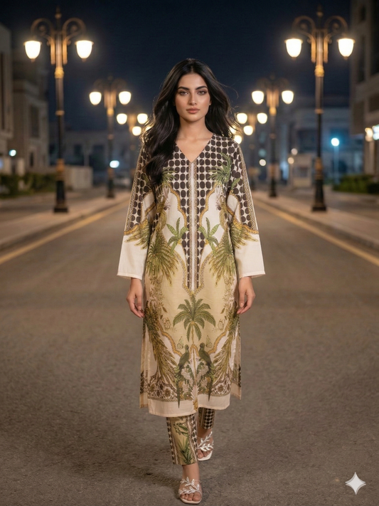 : Karachikurri Signature – Stitched All-Over Printed 2-Piece Lawn