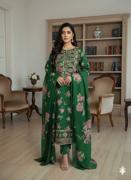 Kareena 3-Piece Luxury Bana Dora Suit – All Season Premium Fashion Wear