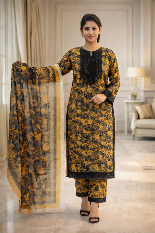 Pure Lawn 3 Piece Printed Suit