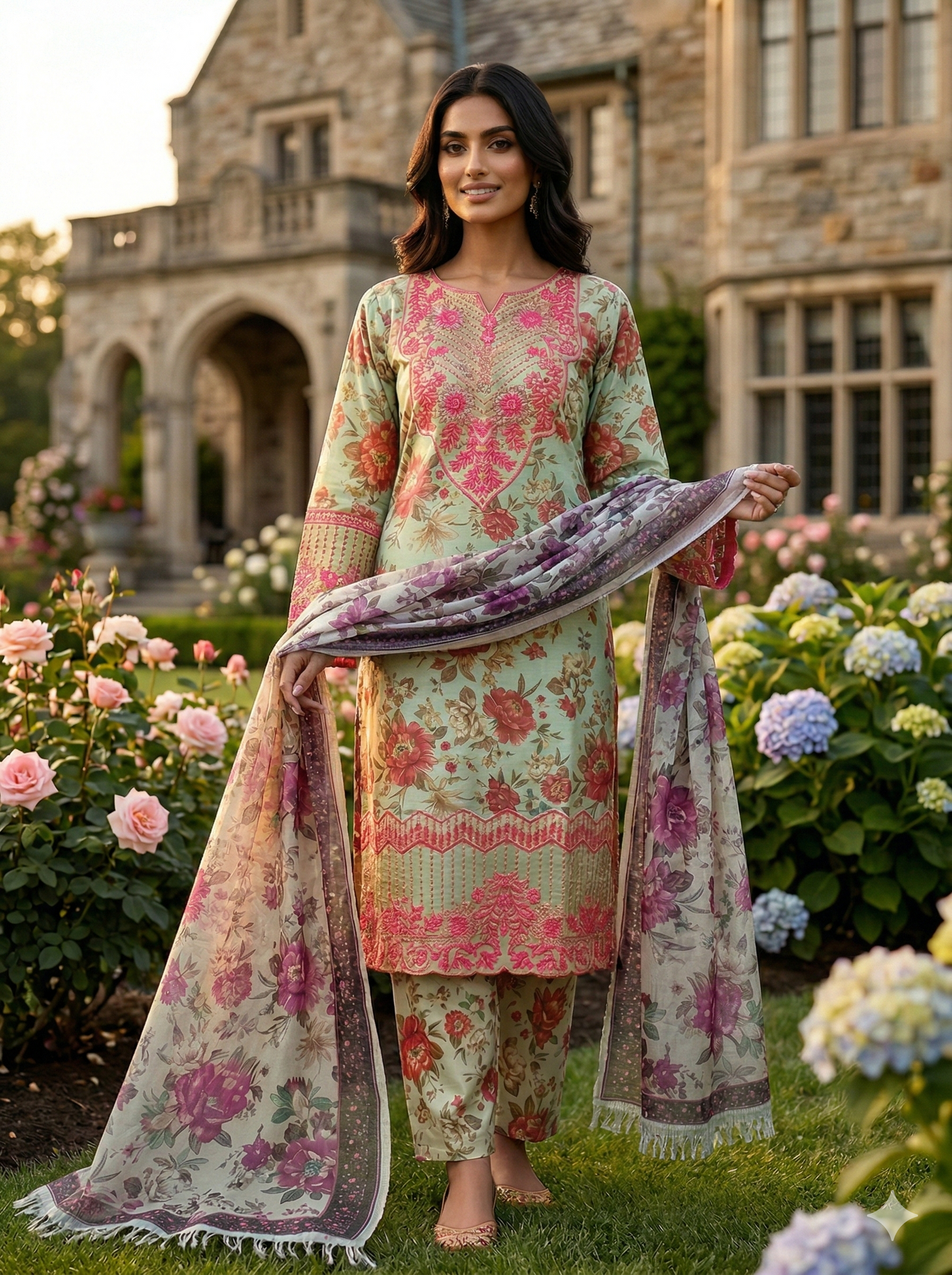 Summer Radiance – Premium 3-Piece Embroidered Lawn Ensemble