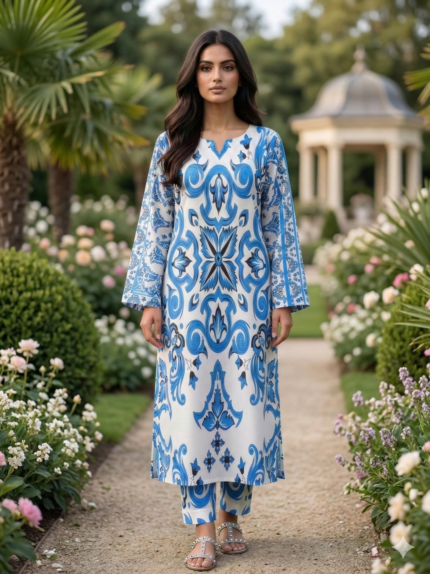 Ready-to-Wear 2-Piece Printed Lawn Co-ord Set – Long Shirt & Matching Trouser