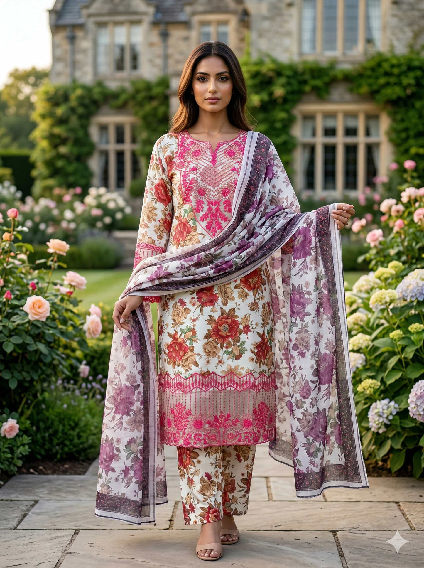 Summer Radiance – Premium 3-Piece Embroidered Lawn Ensemble