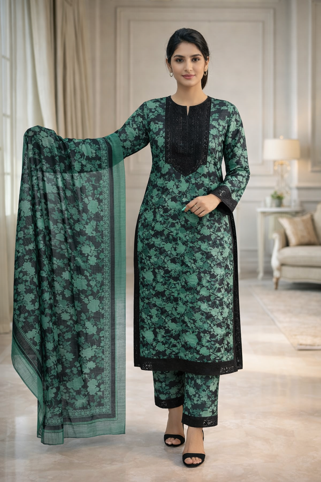 Pure Lawn 3 Piece Printed Suit