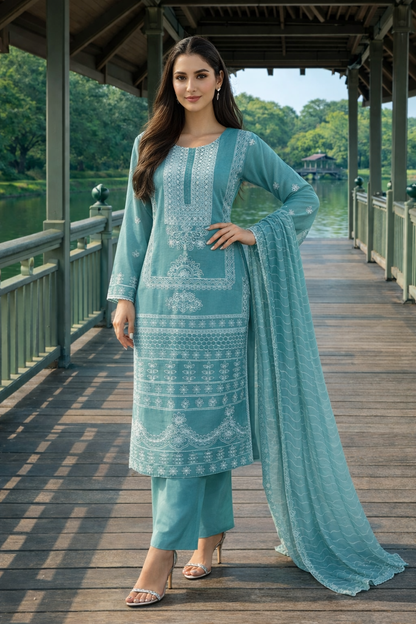 Elegant 3 Piece Chiffon Suit – Lightweight & Graceful