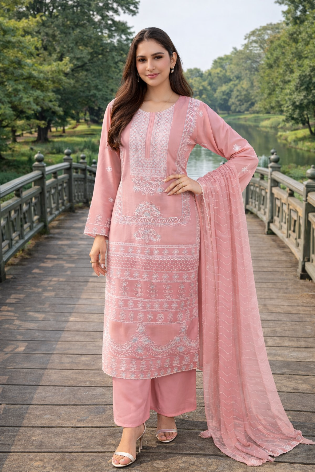 Elegant 3 Piece Chiffon Suit – Lightweight & Graceful