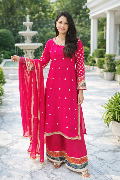 Elegant Chiffon Heavy Embroidered 3-Piece Lehenga Dress