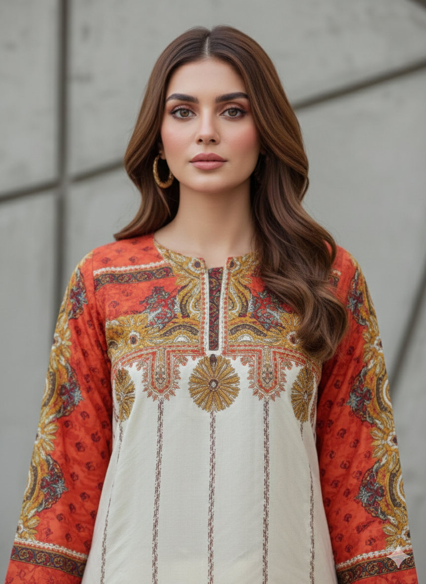 Pure Silk 2-Piece Printed Suit