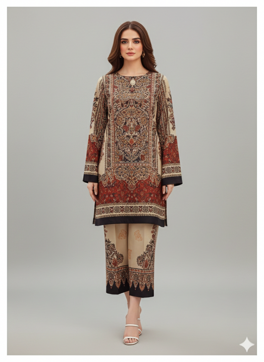 Elegant 2-Piece Printed Suit