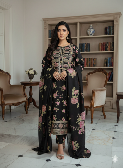 Kareena 3-Piece Luxury Bana Dora Suit – All Season Premium Fashion Wear