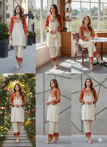 Pure Silk 2-Piece Printed Suit