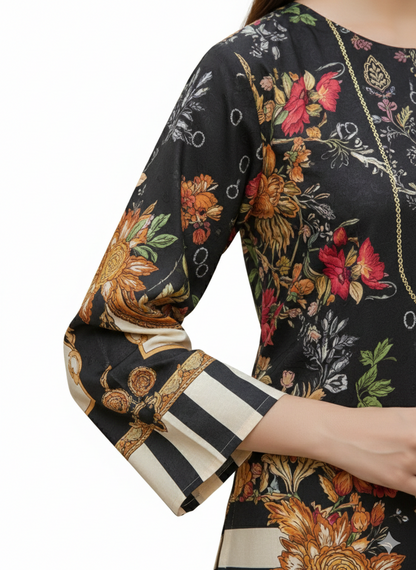 Luxury Pure Silk 2-Piece Printed Suit