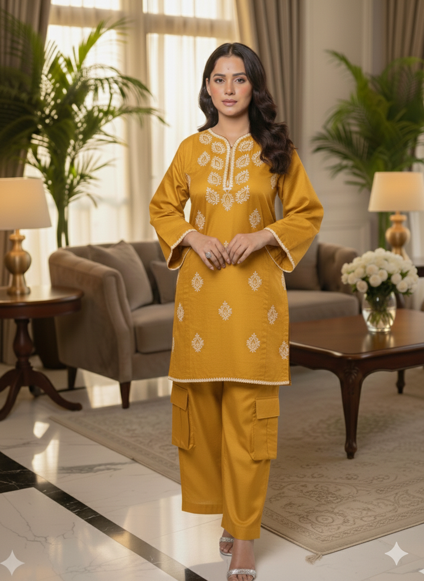 Premium Cotton 2-Piece Co-ord Set - Trendy Cargo Trouser & Shirt (Maroon/Black/Tea Blue/Camel)