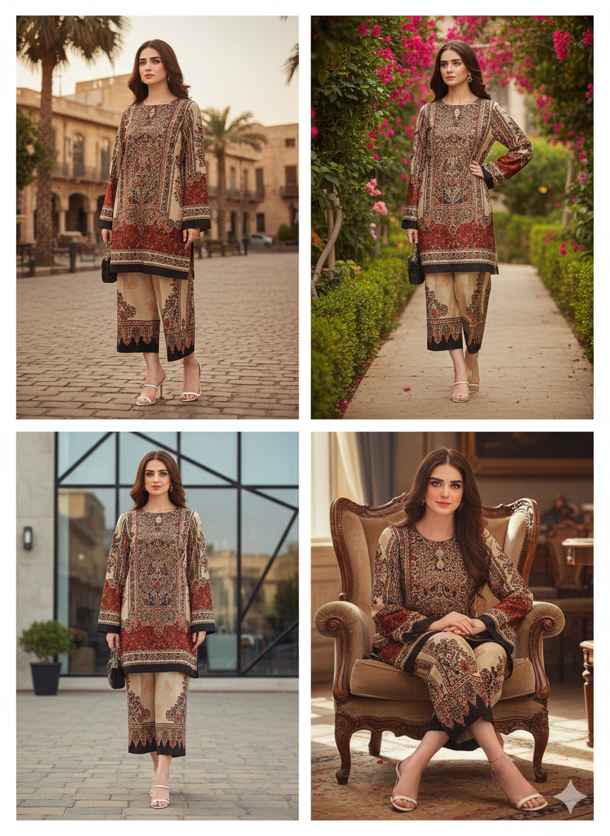 Elegant 2-Piece Printed Suit