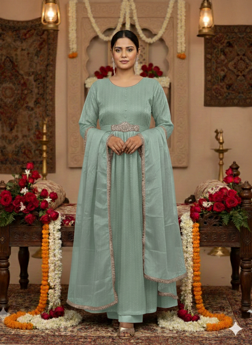 Eid Luxury Edition: Pure Organza 3-Piece Embroidered Maxi Set