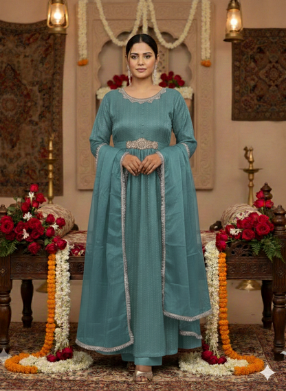 Eid Luxury Edition: Pure Organza 3-Piece Embroidered Maxi Set