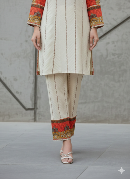Pure Silk 2-Piece Printed Suit