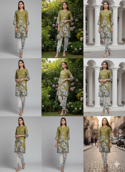 Pure Silk 2-Piece Printed Suit | Exclusive Art Print – New Arrival
