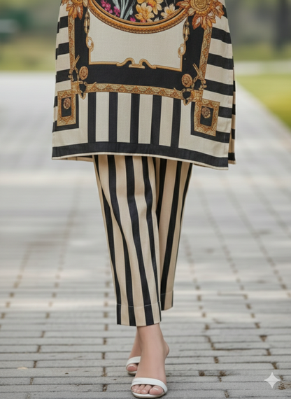 Luxury Pure Silk 2-Piece Printed Suit