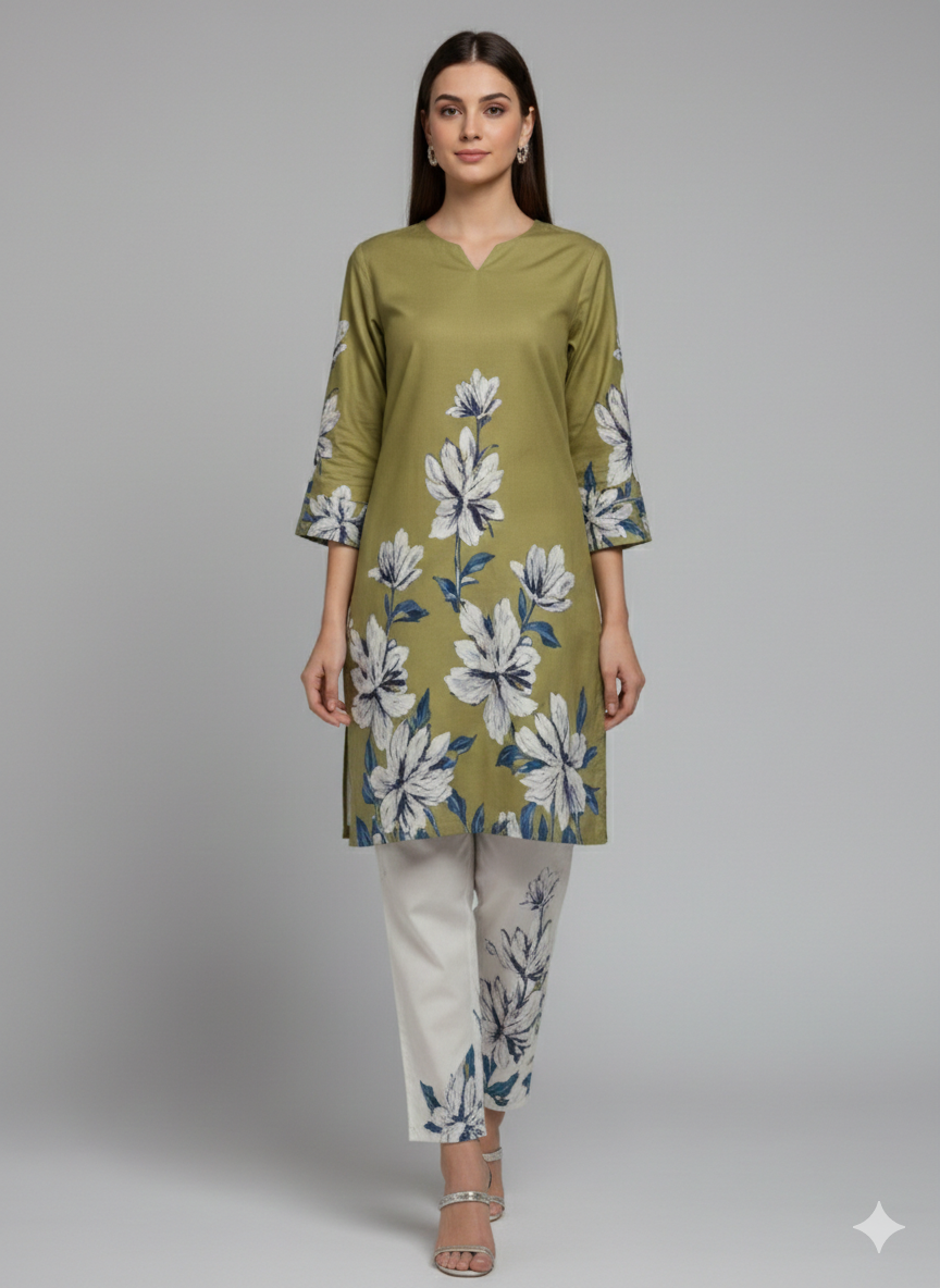 Pure Silk 2-Piece Printed Suit | Exclusive Art Print – New Arrival