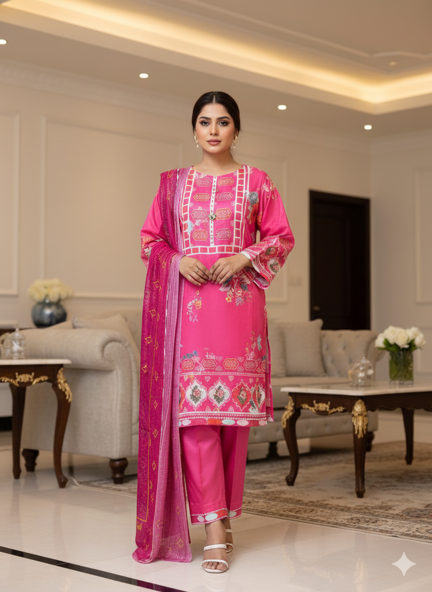 Pure Silk 3 Piece Kareena Style Suit – Premium Fabric | Elegant Festive Wear