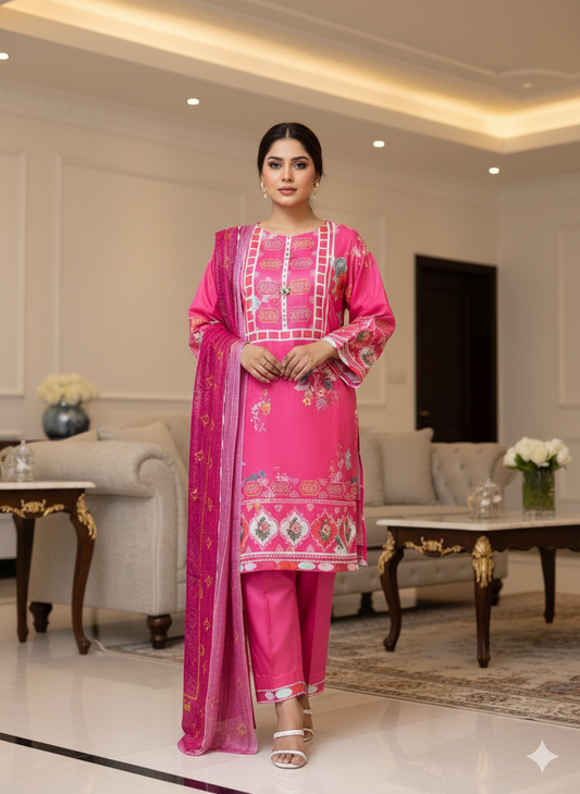 Pure Silk 3 Piece Kareena Style Suit – Premium Fabric | Elegant Festive Wear