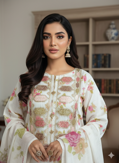 Kareena 3-Piece Luxury Bana Dora Suit – All Season Premium Fashion Wear