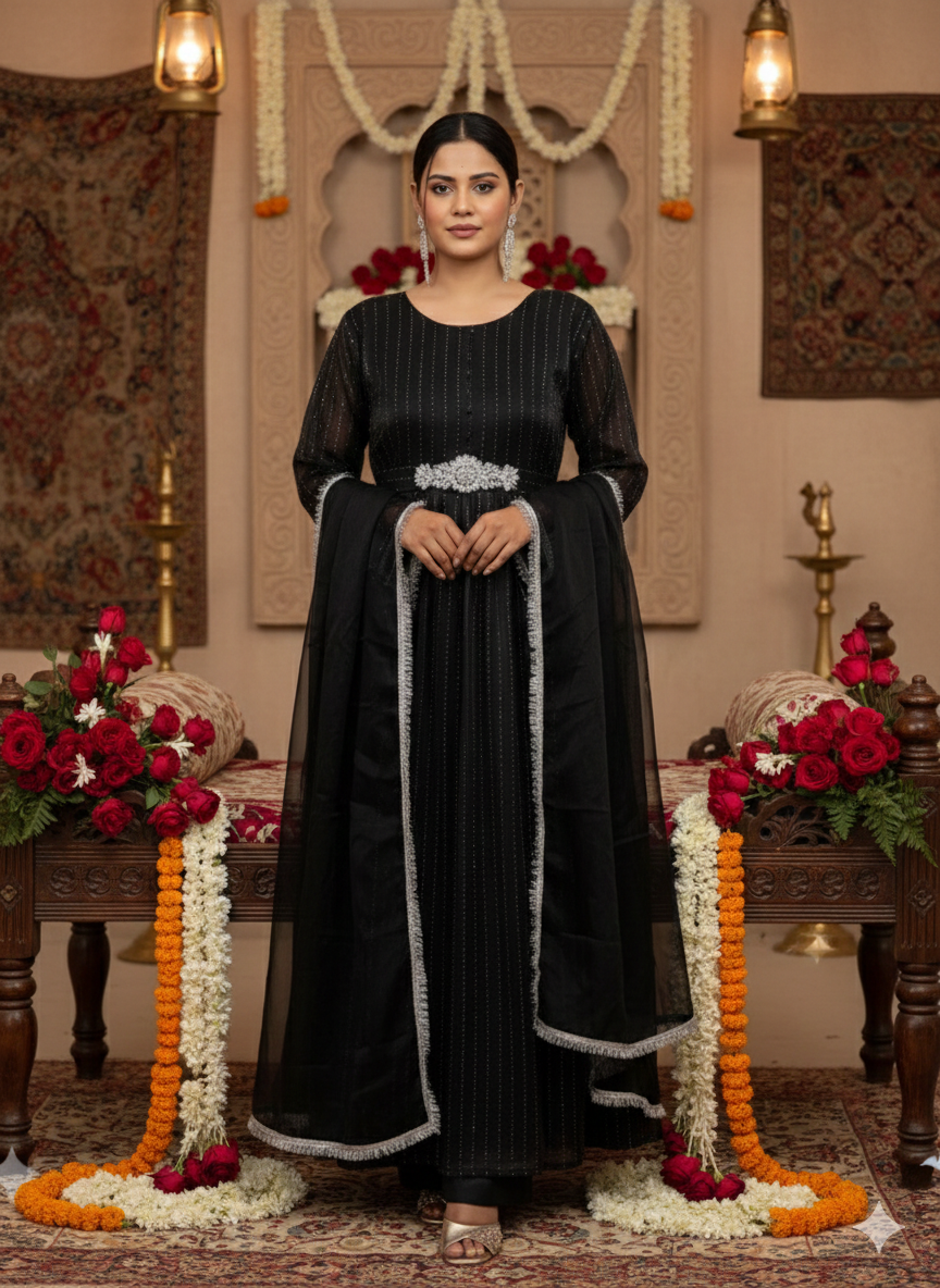 Eid Luxury Edition: Pure Organza 3-Piece Embroidered Maxi Set