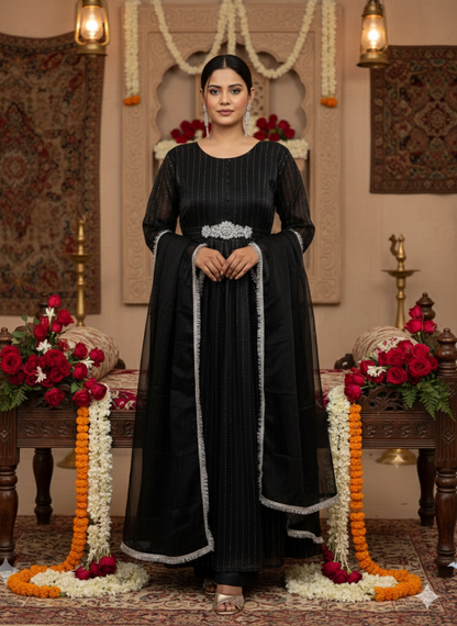 Eid Luxury Edition: Pure Organza 3-Piece Embroidered Maxi Set