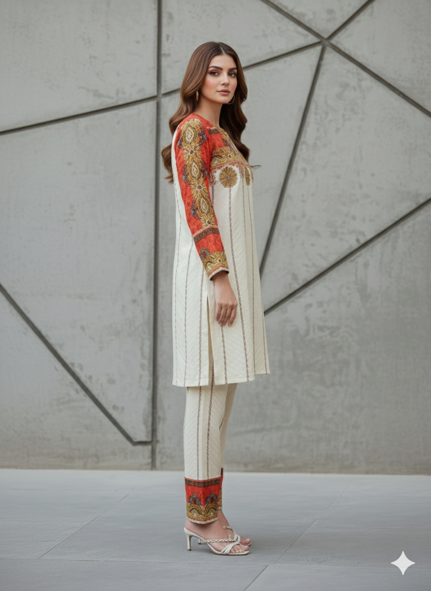 Pure Silk 2-Piece Printed Suit
