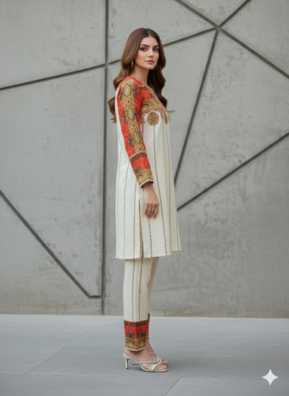 Pure Silk 2-Piece Printed Suit